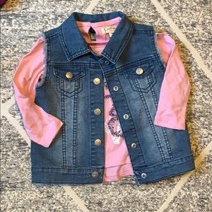 Jessica Simpson denim vest with long sleeve shirt